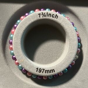 Handmade pink, purple and blue faux pearl bracelet